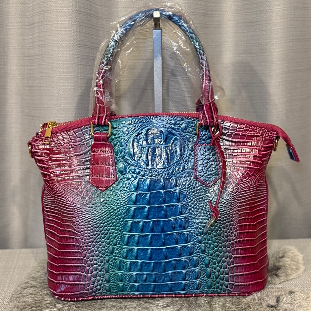 Multicolor Crocodile Embossed Satchel
